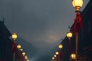 《山那边的灯》乡村题材剧封面，夜山与一盏窗口灯